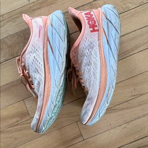 Hoka Women's Athletic Shoes - Peach and Light Blue